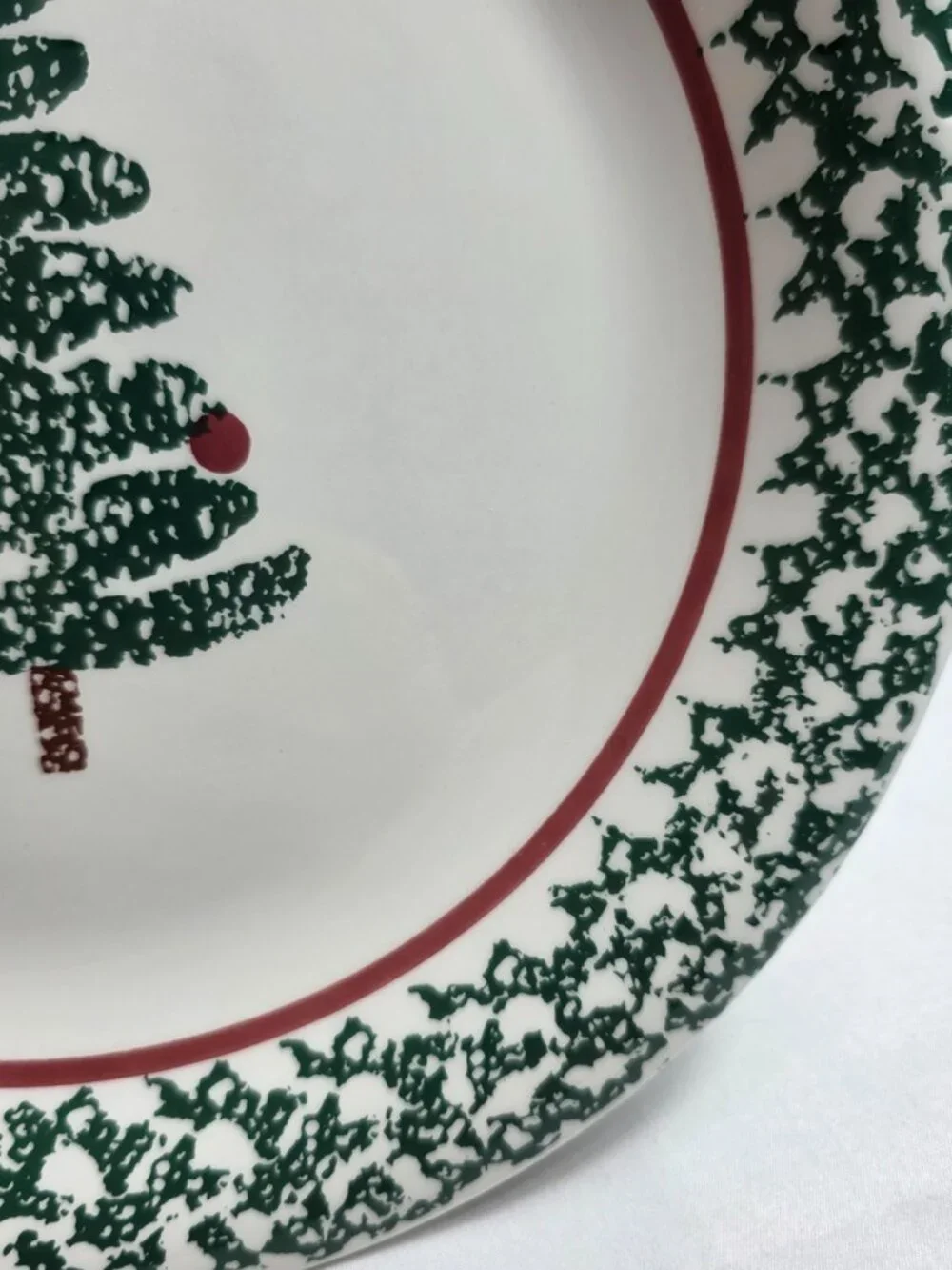 ONE Furio Christmas Tree Dinner Plate Green Sponge Tree & Edge Made in Italy